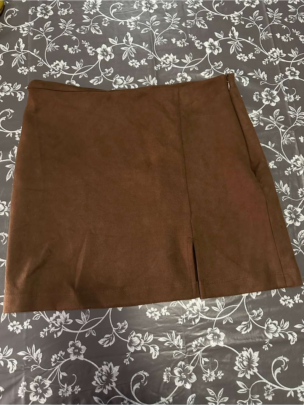 Forever 21 Brown Faux-Suede Mini Skirt with Front Slit